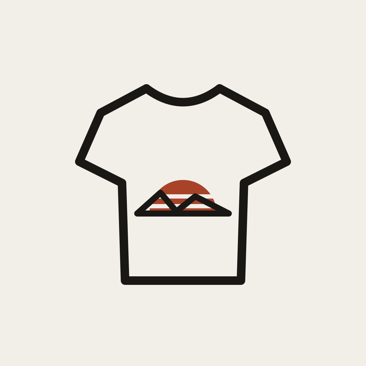 Retro Sunset Trail graphic tee, front view